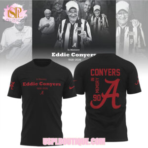 In Memory Of Eddie Conyers Alabama Crimson Tide Black Graphic Tee Commemorative Shirt In Memory Of Eddie Conyers Alabama Crimson Tide Black Graphic Tee Commemorative Shirt