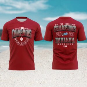 Indiana Hoosiers 2025 Big Ten Conference Champions Red Double Sided Football Fan Shirt