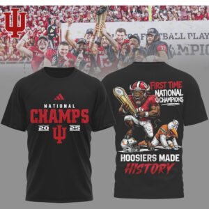 Indiana Hoosiers 2025 National Champions First Time History Mascot Graphic Sport Shirt