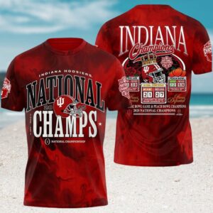 Indiana Hoosiers 2025 National Champions Football Victory Red Marble tshirt