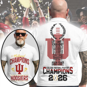 Indiana Hoosiers National Champions 2026 Player Roster Custom Name Back Graphic Polo Shirt
