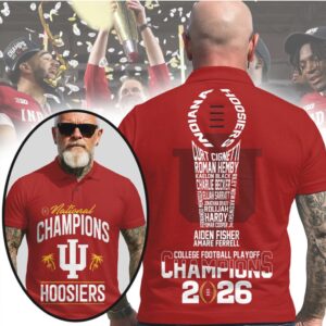 Indiana Hoosiers National Champions 2026 Player Roster Custom Name Back Graphic Polo Shirt