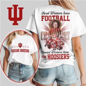 Indiana Hoosiers Real Women Love Football Smart Women Love The Hoosiers T Shirt Indiana Hoosiers Real Women Love Football Smart Women Love The Hoosiers T Shirt