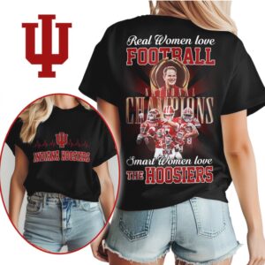 Indiana Hoosiers Real Women Love Football Smart Women Love The Hoosiers T Shirt