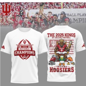 Indiana Hoosiers The 2025 Kings Of College Football National Champions Graphic T Shirt Indiana Hoosiers The 2025 Kings Of College Football National Champions Graphic T Shirt