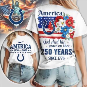 Indianapolis Colts America 250 Years Patriotic Anniversary God Shed His Grace Shirt