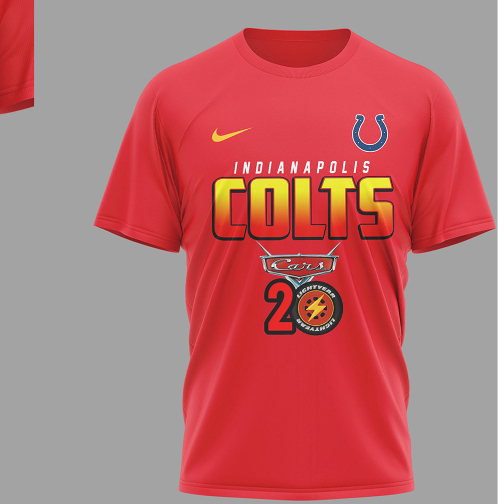 Indianapolis Colts Disney Cars 20th Anniversary Red Game Day Racing Graphic Apparel T Shirt Indianapolis Colts Disney Cars 20th Anniversary Red Game Day Racing Graphic Apparel T Shirt