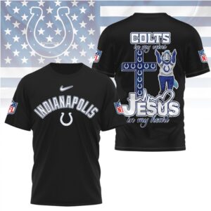 Indianapolis Colts Jesus In My Heart Christian Faith Football Fan Graphic T Shirt