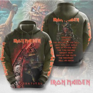 Iron Maiden Senjutsu Samurai Eddie Vintage Heavy Metal Graphic Pullover Hoodie