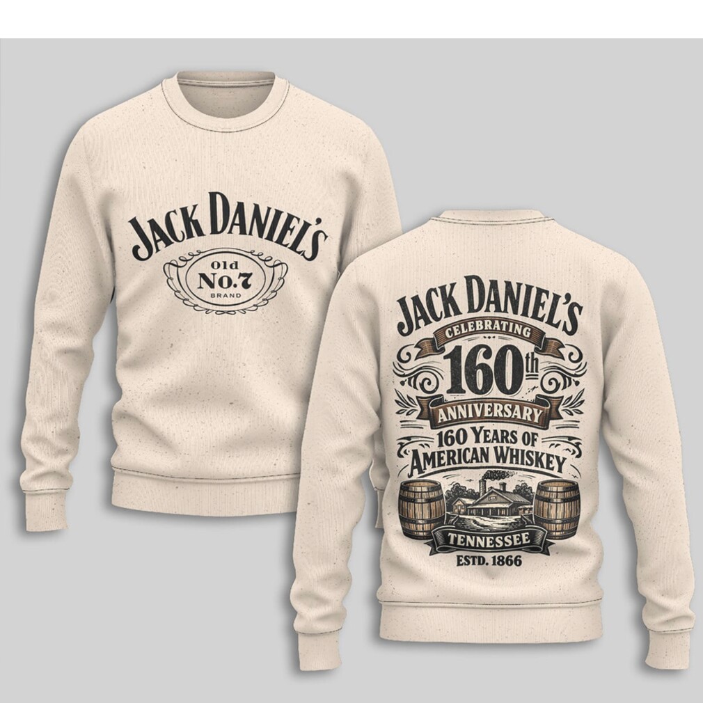 Jack Daniel's 160th Anniversary American Whiskey Vintage Cream Graphic T Shirt Jack Daniel's 160th Anniversary American Whiskey Vintage Cream Graphic T Shirt