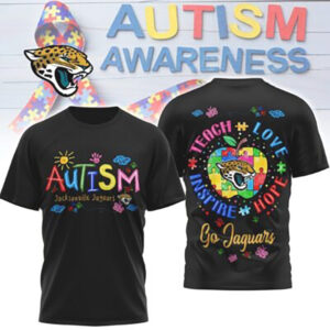 Jacksonville Jaguars Autism Awareness Teach Love Hope Puzzle NFL Football Fan T Shirt