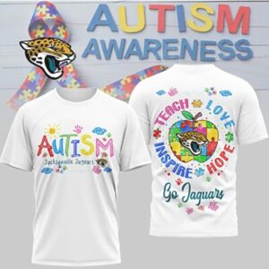 Jacksonville Jaguars Autism Awareness Teach Love Hope Puzzle NFL Football Fan T Shirt