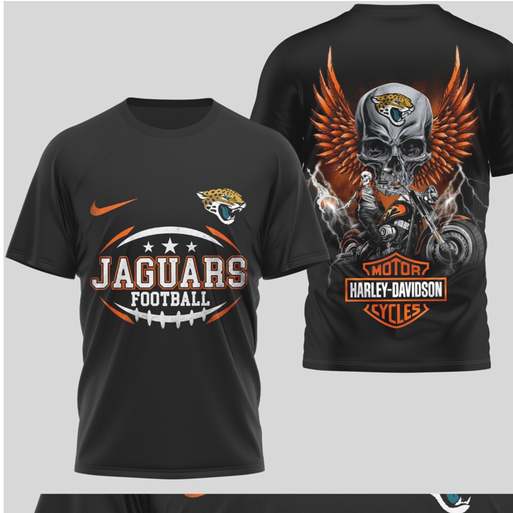 Jacksonville Jaguars Football Graphic Tee Harley Davidson Style Biker Skull T Shirt Jacksonville Jaguars Football Graphic Tee Harley Davidson Style Biker Skull T Shirt