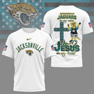 Jacksonville Jaguars Jesus In My Heart Religious Christian Faith Football Fan Shirt