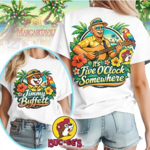 Jimmy Buffett Buc ee’s Five O’Clock Somewhere Vintage Tropical Parrot T Shirt Jimmy Buffett Buc ee’s Five O’Clock Somewhere Vintage Tropical Parrot T Shirt