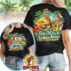 Jimmy Buffett Buc ee's Five O'Clock Somewhere Vintage Tropical Parrot T Shirt