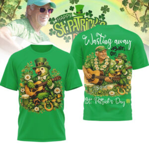 Jimmy Buffett Wasting Away Again On St Patrick's Day Vintage Parrot Guitar T Shirt