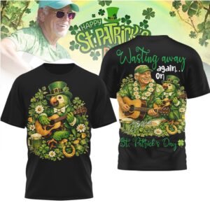 Jimmy Buffett Wasting Away Again On St Patrick's Day Vintage Parrot Guitar T Shirt