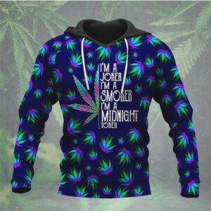 Joker Smoker Midnight Toker Colorful Neon Marijuana Leaf Hoodie Joker Smoker Midnight Toker Colorful Neon Marijuana Leaf Hoodie