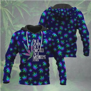 Joker Smoker Midnight Toker Colorful Neon Marijuana Leaf Hoodie