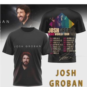 Josh Groban Gems World Tour 2026 Concert Schedule Portrait Graphic T Shirt Josh Groban Gems World Tour 2026 Concert Schedule Portrait Graphic T Shirt