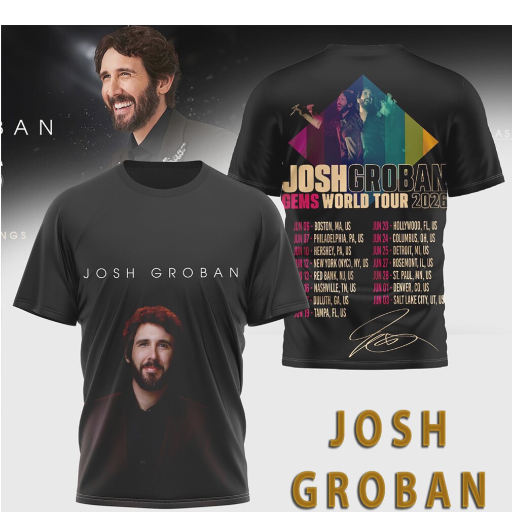Josh Groban Gems World Tour 2026 Concert Schedule Portrait Graphic T Shirt Josh Groban Gems World Tour 2026 Concert Schedule Portrait Graphic T Shirt