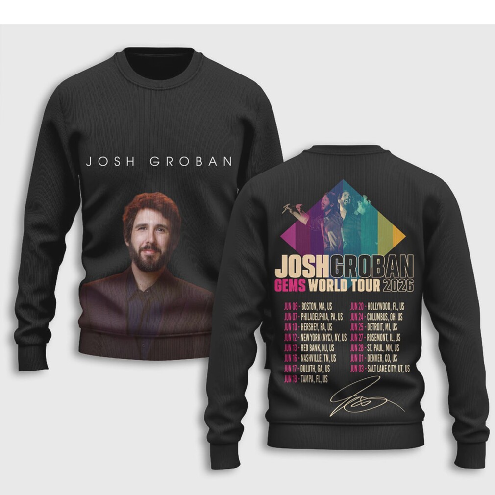 Josh Groban Gems World Tour 2026 Concert Schedule Portrait Graphic T Shirt Josh Groban Gems World Tour 2026 Concert Schedule Portrait Graphic T Shirt
