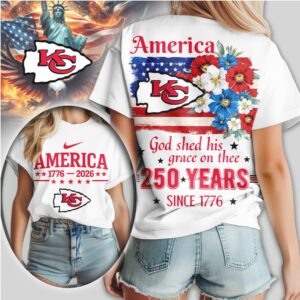 Kansas City Chiefs America 250 Years Patriotic Anniversary God Shed His Grace Shirt