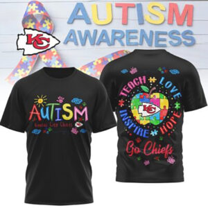 Kansas City Chiefs Autism Awareness Teach Love Hope Puzzle NFL Fan T Shirt