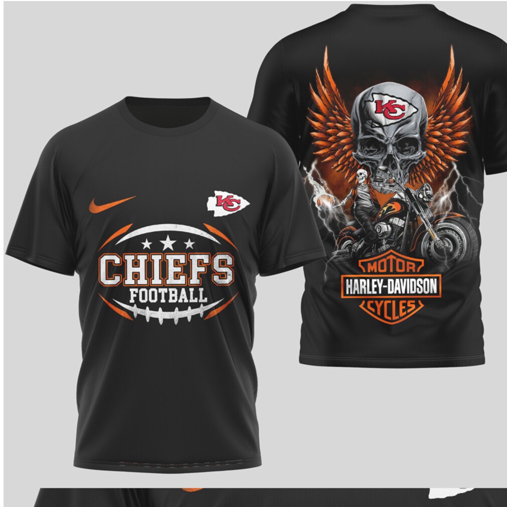 Kansas City Chiefs Harley Davidson Skull Wing Motor Cycles Football Nike tshirt Kansas City Chiefs Harley Davidson Skull Wing Motor Cycles Football Nike tshirt