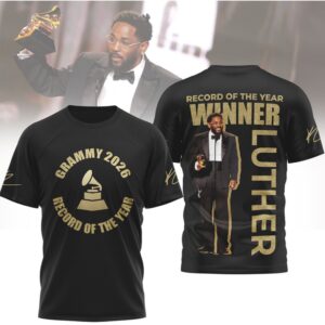 Kendrick Lamar Grammy 2026 Record Of The Year Winner Luther Tribute Fan T Shirt