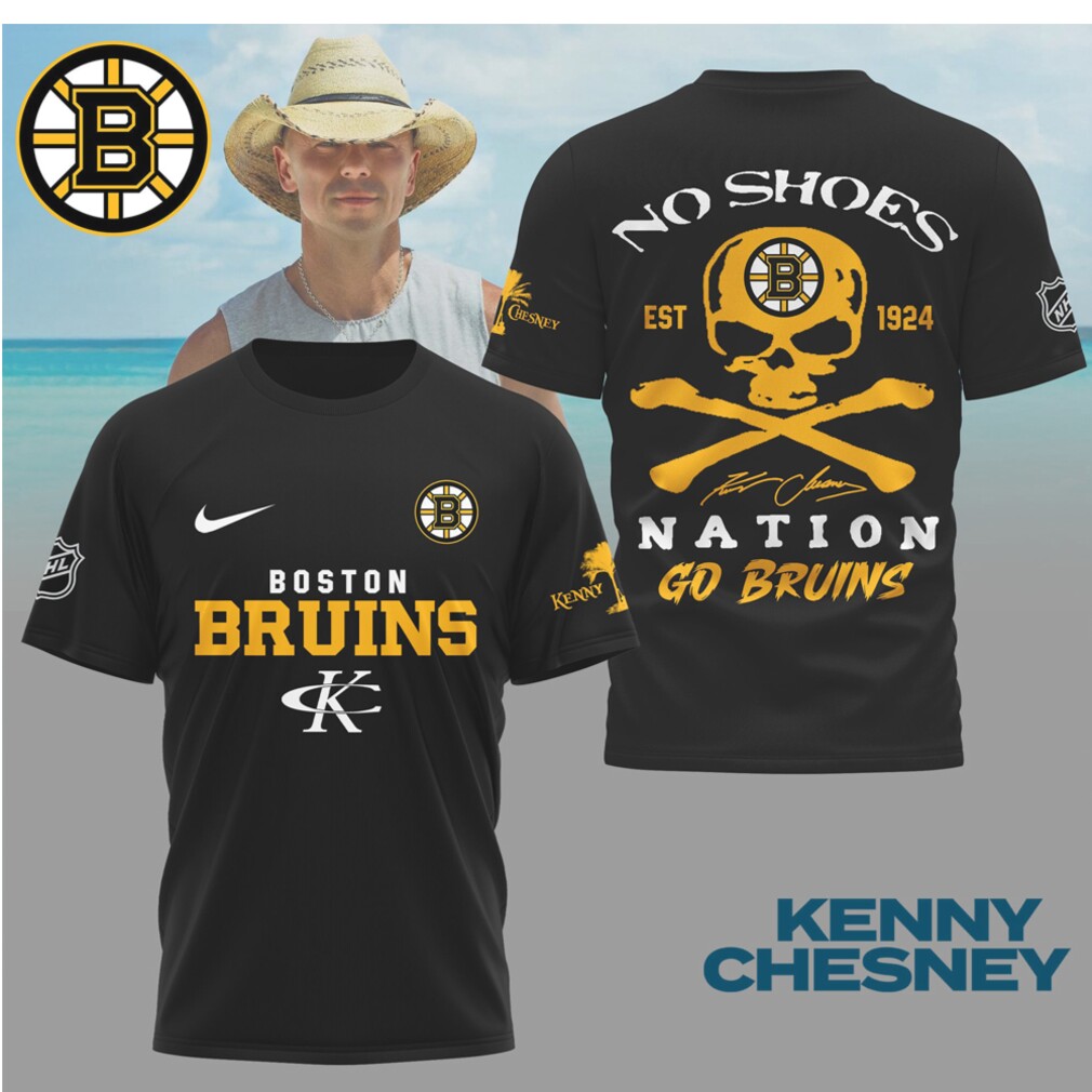 Kenny Chesney No Shoes Nation Boston Bruins NHL Skull Crossbones Hockey Shirt Kenny Chesney No Shoes Nation Boston Bruins NHL Skull Crossbones Hockey Shirt