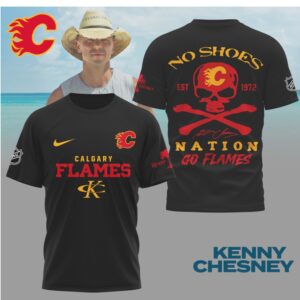 Kenny Chesney No Shoes Nation Calgary Flames NHL Skull Crossbones Shirt