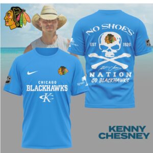 Kenny Chesney No Shoes Nation Chicago Blackhawks NHL Skull Crossbones Hockey Shirt