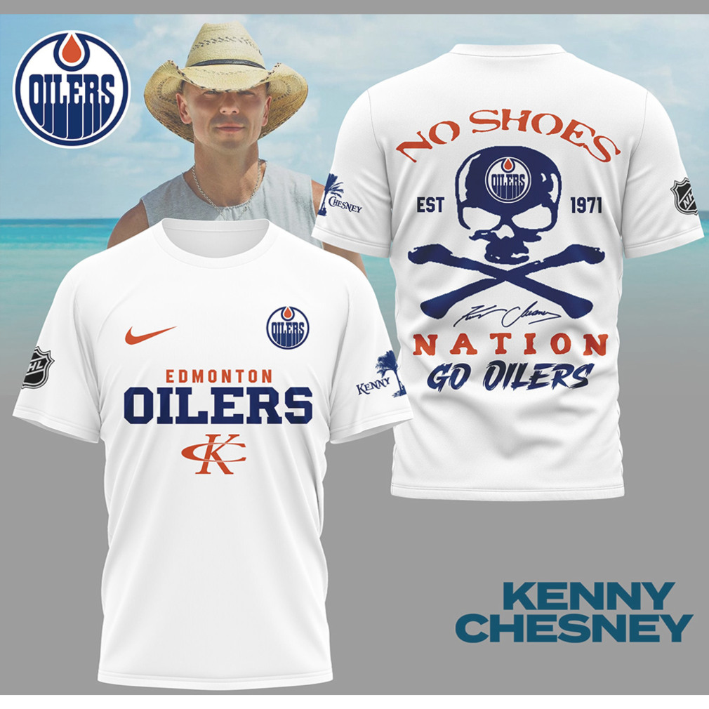 Kenny Chesney No Shoes Nation Edmonton Oilers NHL Skull Crossbones Hockey Shirt Kenny Chesney No Shoes Nation Edmonton Oilers NHL Skull Crossbones Hockey Shirt
