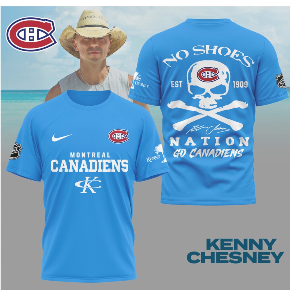Kenny Chesney No Shoes Nation Montreal Canadiens NHL Skull Crossbones Hockey Shirt Kenny Chesney No Shoes Nation Montreal Canadiens NHL Skull Crossbones Hockey Shirt