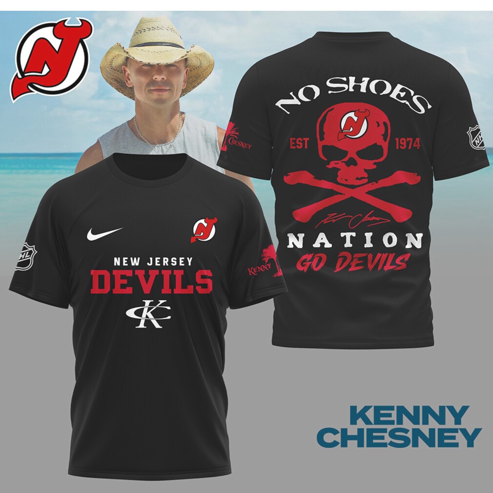 Kenny Chesney No Shoes Nation New Devils NHL Skull Crossbones Shirt Kenny Chesney No Shoes Nation New Devils NHL Skull Crossbones Shirt
