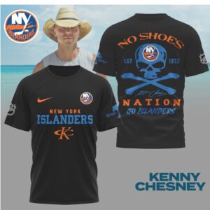 Kenny Chesney No Shoes Nation New York Islanders NHL Skull Crossbones Shirt
