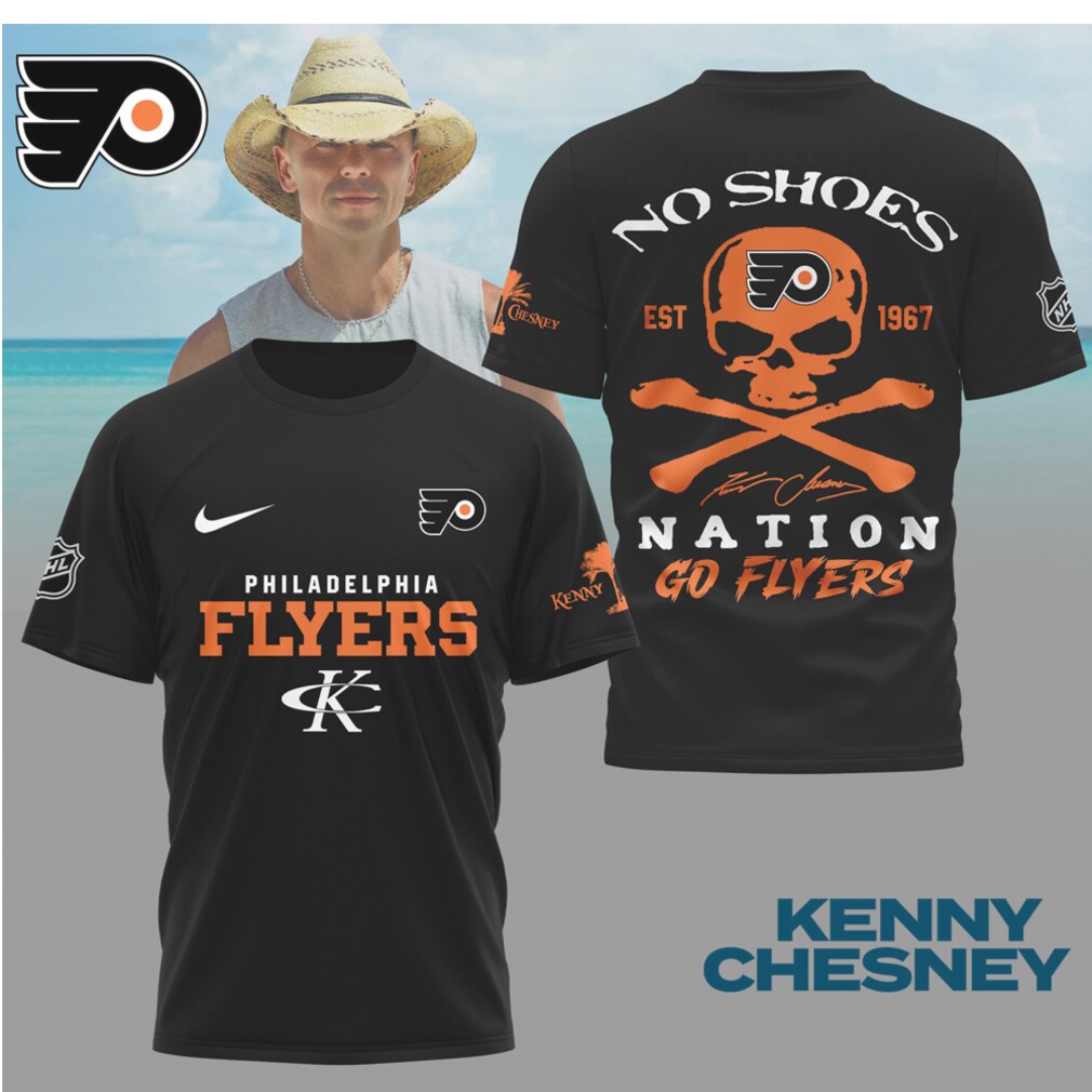 Kenny Chesney No Shoes Nation Philadelphia Flyers NHL Skull Crossbones Shirt Kenny Chesney No Shoes Nation Philadelphia Flyers NHL Skull Crossbones Shirt