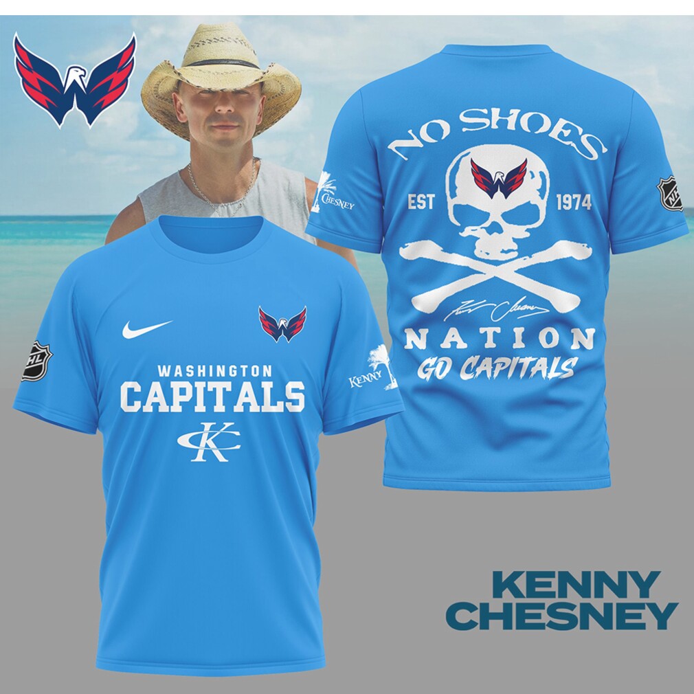 Kenny Chesney No Shoes Nation Washington Capitals NHL Skull Crossbones Hockey Shirt Kenny Chesney No Shoes Nation Washington Capitals NHL Skull Crossbones Hockey Shirt
