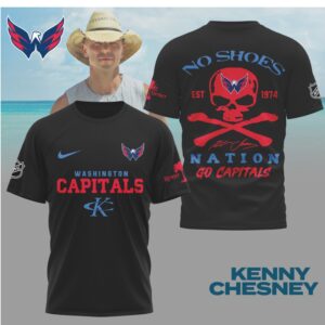 Kenny Chesney No Shoes Nation Washington Capitals NHL Skull Crossbones Hockey Shirt