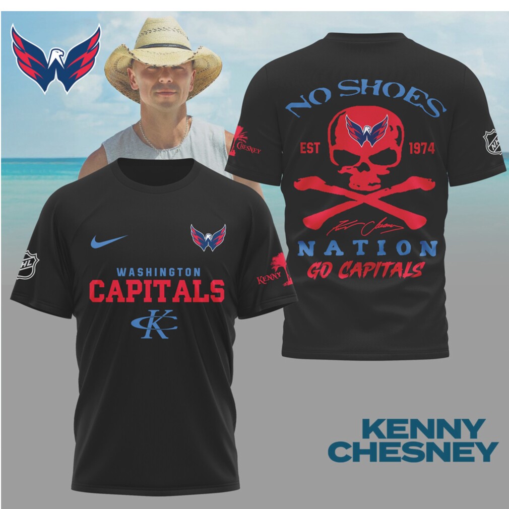 Kenny Chesney No Shoes Nation Washington Capitals NHL Skull Crossbones Hockey Shirt Kenny Chesney No Shoes Nation Washington Capitals NHL Skull Crossbones Hockey Shirt