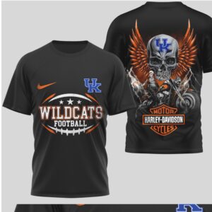 Kentucky Wildcats Football Harley Davidson Style Biker Skull Wings Graphic T Shirt Kentucky Wildcats Football Harley Davidson Style Biker Skull Wings Graphic T Shirt