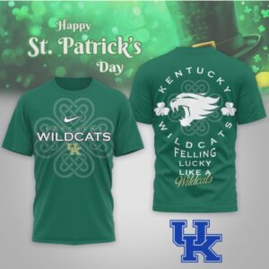 Kentucky Wildcats St. Patrick’s Day Lucky Clover Wildcat Mascot Green Performance Shirt Kentucky Wildcats St. Patrick’s Day Lucky Clover Wildcat Mascot Green Performance Shirt