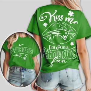 Kiss Me I Am A Patriots Fan St. Patrick's Day Lucky Graphic Football T Shirt