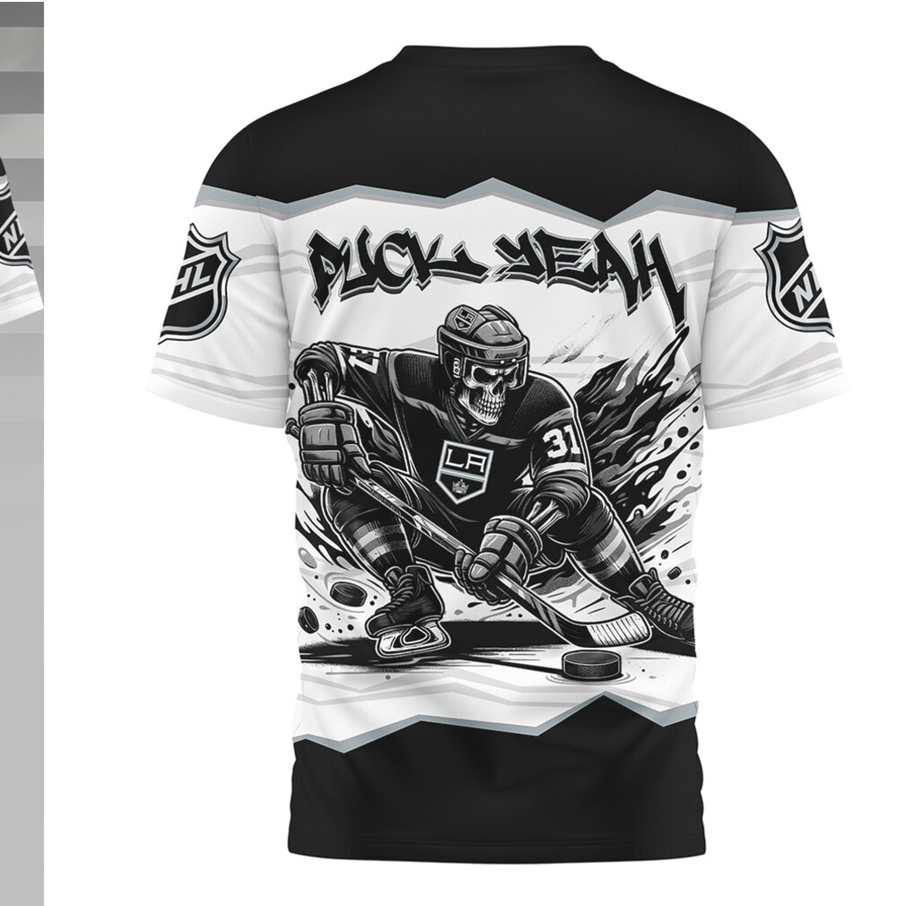 LA Kings Puck Yeah Skeleton Black White Hockey Fan Apparel Shirt LA Kings Puck Yeah Skeleton Black White Hockey Fan Apparel Shirt