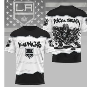 LA Kings Puck Yeah Skeleton Black White Hockey Fan Apparel Shirt