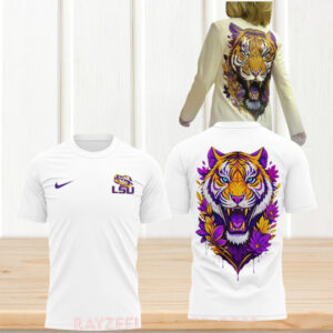 LSU Tigers Kim Mulkey Inspired Tiger Graphic White College Basketball Fan Apparel T Shirt LSU Tigers Kim Mulkey Inspired Tiger Graphic White College Basketball Fan Apparel T Shirt
