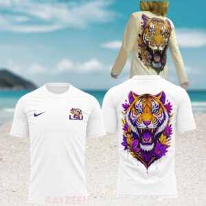 LSU Tigers Kim Mulkey Inspired Tiger Graphic White College Basketball Fan Apparel T Shirt