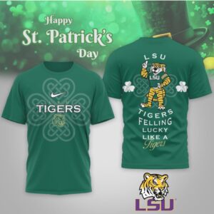 LSU Tigers St. Patrick’s Day Lucky Clover Mike Mascot Green Performance Shirt LSU Tigers St. Patrick’s Day Lucky Clover Mike Mascot Green Performance Shirt
